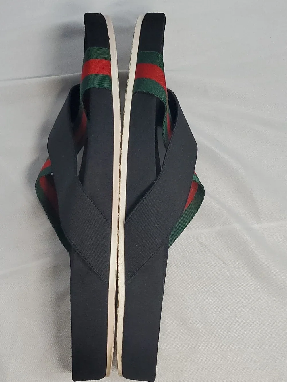 Gucci Black Web Stripe Logo Slide Sandals Slip-On Men's Size 7.5G
